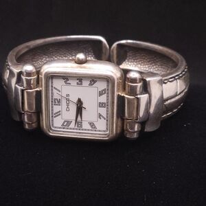 Chico's Women Dress Silver Tone Bangle Square Quartz Watch